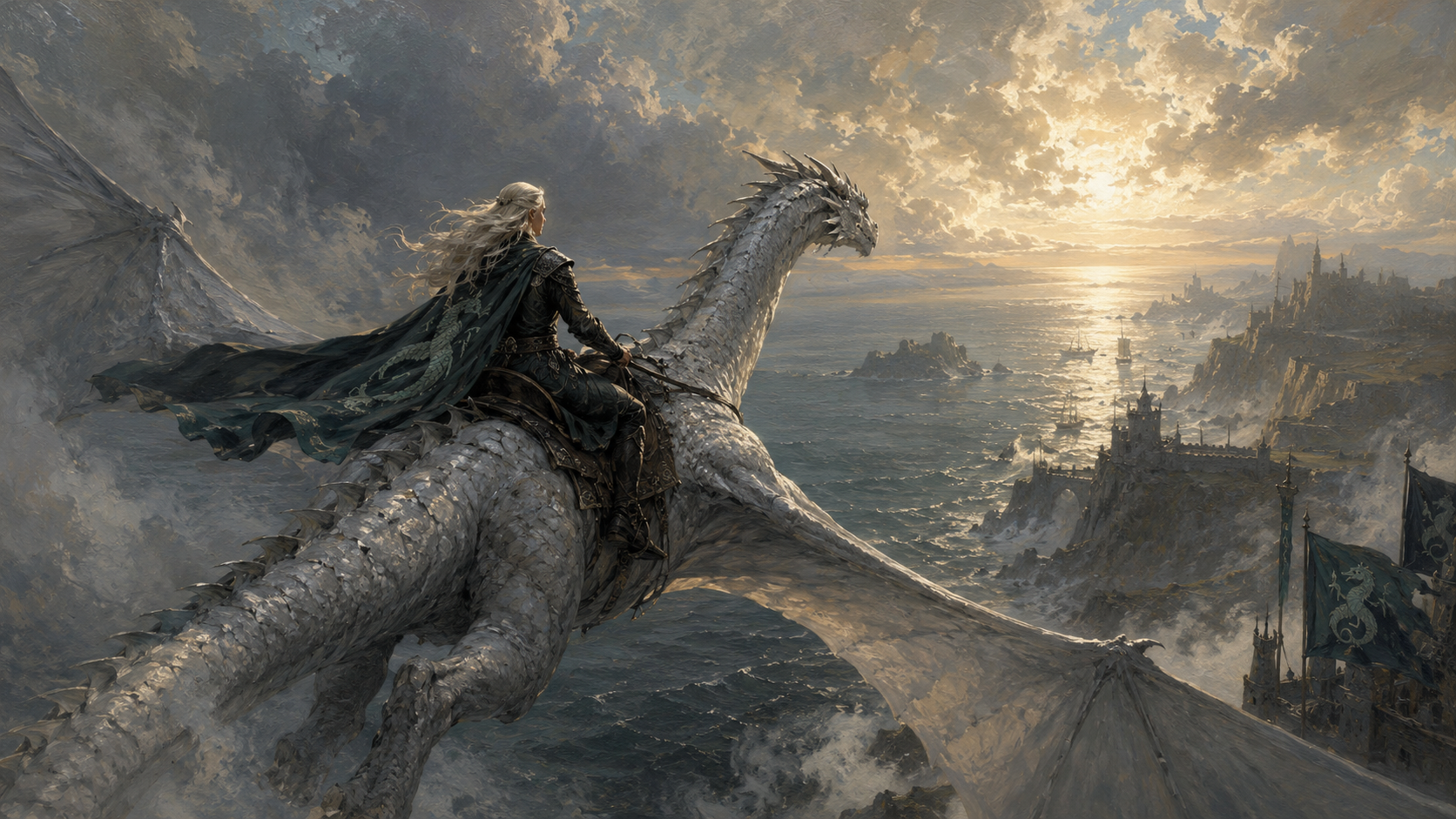 Addam Velaryon ná svém draku Seasmoke